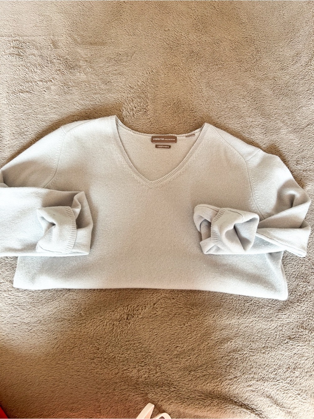 Valerie Seperates Pale Blue Cashmere V-Neck Sweater